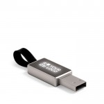 Metallischer USB-Stick mit beleuchtetem Logo und Band Ansicht 3