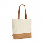 Einkaufstasche aus recycelter Baumwolle mit Kork, 220 g/m2 farbe natürliche farbe