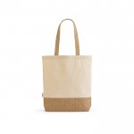 Einkaufstasche aus recycelter Baumwolle mit Jute, 180 g/m2 farbe natürliche farbe Ansicht von vorne