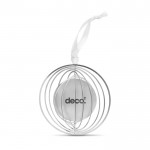Runde Deko aus Edelstahl Farbe silber Ansicht mit Logo 1