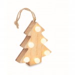 Weihnachtsbaum aus Holz zum Aufhängen mit LED-Lichtern Farbe holzton zweite Ansicht