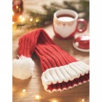 Lange Weihnachtsmütze mit Umschlag und Quaste aus RPET-Polyester Farbe rot Stimmungsbild zweite Ansicht