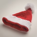 Weihnachtsmütze aus weichem, elastischem Acryl mit Umschlag und Quaste Farbe rot drittes Detailbild