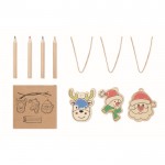 Set mit 3 Weihnachtsdekorationen aus Holz und Bleistiften in einer Box Farbe holzton Hauptansicht