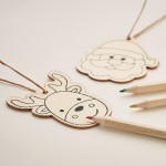 Set mit 3 Weihnachtsdekorationen aus Holz und Bleistiften in einer Box Farbe holzton viertes Detailbild