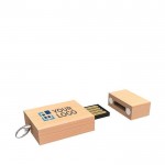 Kleiner bedruckter USB-Stick aus Holz Ansicht mit Druckbereich