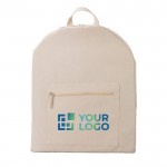 Rucksack aus Bio-Baumwolle mit Vordertasche, 320 g/m2 farbe khaki Ansicht mit Druckbereich