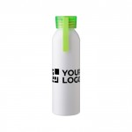 Matte Flasche aus recyceltem Aluminium, 650 ml farbe hellgrün Ansicht mit Druckbereich