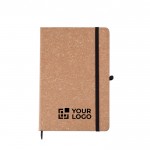 Notizbuch aus recyceltem Leder mit linierten Blättern, A5 farbe braun Ansicht mit Druckbereich