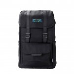 Laptop-Rucksack aus RPET mit Klappe und Tasche, 15” farbe schwarz Ansicht mit Druckbereich