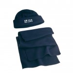 Polyester-Fleece-Set mit Mütze und Schal 200 g/m2 farbe blau Ansicht mit Druckbereich