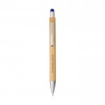 Metall-Kugelschreiber mit Bambus und Touchpen, blaue Tinte Ansicht mit Druckbereich
