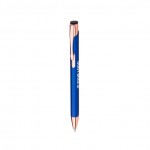 Metall-Kugelschreiber mit blauer Tinte und Roségold-Detail Ansicht mit Druckbereich