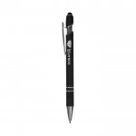 Kugelschreiber mit Gummierung Farbe schwarz Ansicht mit Logo