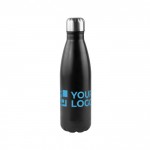 Flasche aus recyceltem Edelstahl mit Verschluss, 750 ml farbe schwarz Ansicht mit Druckbereich