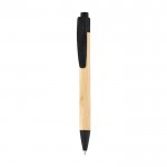 Kugelschreiber aus Bambus mit Farbdetail Farbe Schwarz erste Ansicht