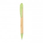 Kugelschreiber aus Bambus mit Farbdetail Farbe Grün erste Ansicht