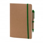 Notizheft mit Cover und Kugelschreiber aus Karton Farbe grün