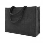 Hochwertige, schwarze Tasche aus Jute Farbe Schwarz dritte Ansicht