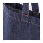 Tasche aus Denim und recycelter Baumwolle mit langen Henkeln farbe jeansblau dritte Ansicht