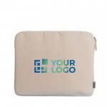 Laptophülle aus recycelter Baumwolle mit Reißverschluss 14'' farbe natürliche farbe Ansicht mit Druckbereich