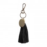 Pompon-Schlüsselanhänger aus Baumwolle mit Karabiner farbe schwarz erste Ansicht