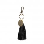 Pompon-Schlüsselanhänger aus Baumwolle mit Karabiner farbe schwarz Ansicht mit Druckbereich