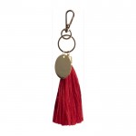 Pompon-Schlüsselanhänger aus Baumwolle mit Karabiner farbe rot erste Ansicht