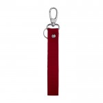 Rechteckiger Schlüsselanhänger aus Baumwolle mit Karabiner farbe rot erste Ansicht