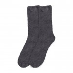 Socken mit flauschigem Stoff und bedruckbarem Etikett farbe grau zweite Ansicht