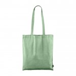 Fairtrade und recycelte Baumwolltasche mit langen Henkeln farbe grün vierte Ansicht