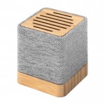 Kabelloser Lautsprecher aus recyceltem Polyester und Bambus farbe grau erste Ansicht