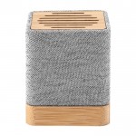 Kabelloser Lautsprecher aus recyceltem Polyester und Bambus farbe grau zweite Ansicht