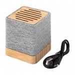 Kabelloser Lautsprecher aus recyceltem Polyester und Bambus farbe grau dritte Ansicht
