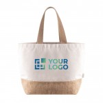 Tasche aus recycelter Baumwolle mit Jutedetails, 320 g/m2 farbe natürliche farbe Ansicht mit Druckbereich