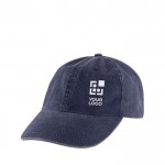 Lässige Mütze aus 100 % Baumwolle mit Wascheffekt, 260 g/m2 farbe marineblau Ansicht mit Druckbereich
