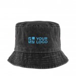 Lässige Bobmütze aus Baumwolle mit Wascheffekt, 260 g/m2 farbe schwarz Ansicht mit Druckbereich