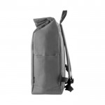 Rolltop-Rucksack aus Polyester mit Reißverschluss farbe grau dritte Ansicht