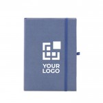 Notizbücher mit festem Cover aus organischen Materialien, A5 farbe blau Ansicht mit Druckbereich
