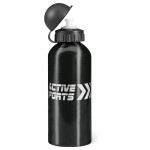 Bedruckte sportliche Flasche aus Aluminium Farbe schwarz Ansicht mit Logo 1