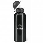 Bedruckte sportliche Flasche aus Aluminium Farbe schwarz Ansicht mit Logo 3