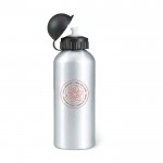 Bedruckte sportliche Flasche aus Aluminium Farbe mattsilber Ansicht mit Logo 3