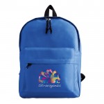 Rucksäcke mit Außentasche bedrucken Farbe köngisblau Ansicht mit Logo 1
