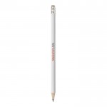 Günstiger Bleistift mit Radiergummi bedrucken Farbe weiß zweite Ansicht mit Logo