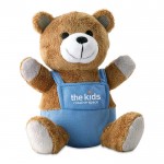 Mit dem Firmenlogo bedruckbarer Teddybär Farbe blau Ansicht mit Logo 1