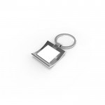 Metall-Schlüsselanhänger mit Doming-Beschriftung Farbe Silber