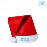Rot-weiße Weihnachtsmannmütze für Kinder aus Polyester Ansicht mit Druckbereich