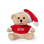 Teddybär mit Weihnachtsmütze und Hemd bedrucken Ansicht mit Druckbereich