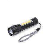 Wiederaufladbare Taschenlampe mit LED-Licht und COB-Lichtern Ansicht mit Druckbereich
