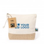Kulturbeutel aus 100 % Fairtrade-Baumwolle mit Juteboden Ansicht mit Druckbereich